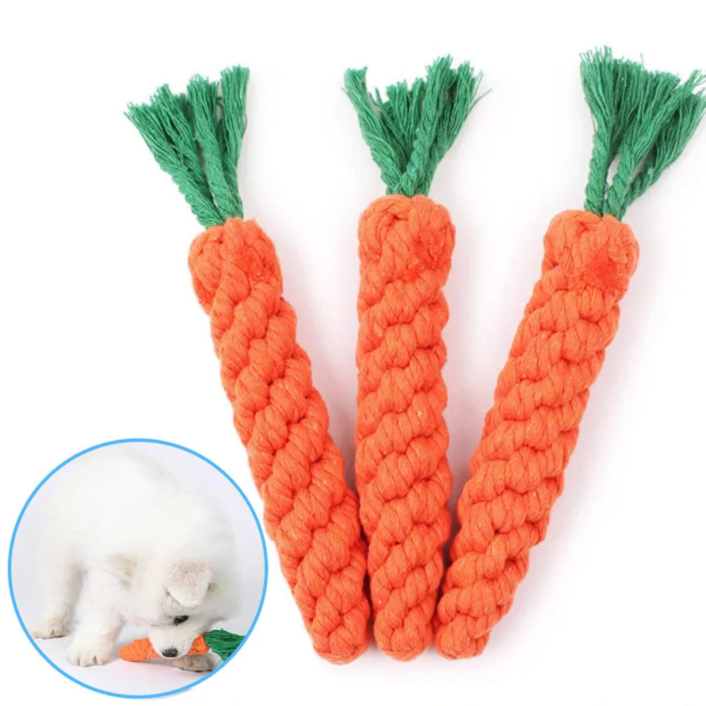 "Carrot Rope Dog Chew Toy – Durable Cotton Puppy Bite Toy