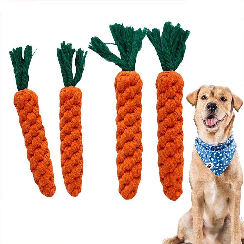 "Carrot Rope Dog Chew Toy – Durable Cotton Puppy Bite Toy