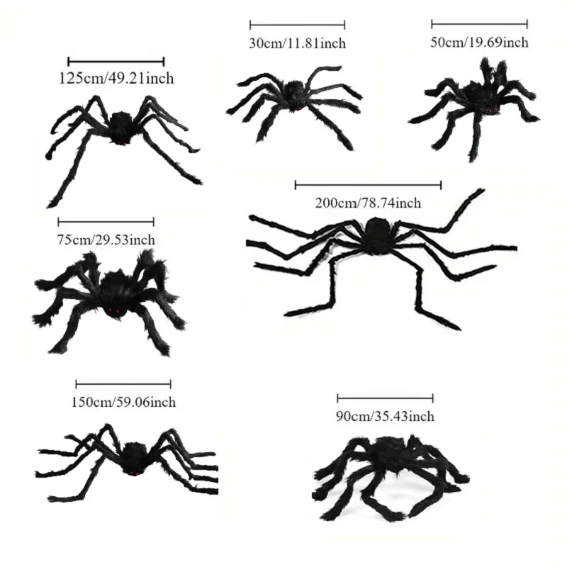 Giant Halloween Plush Spider Decoration (30–200cm)