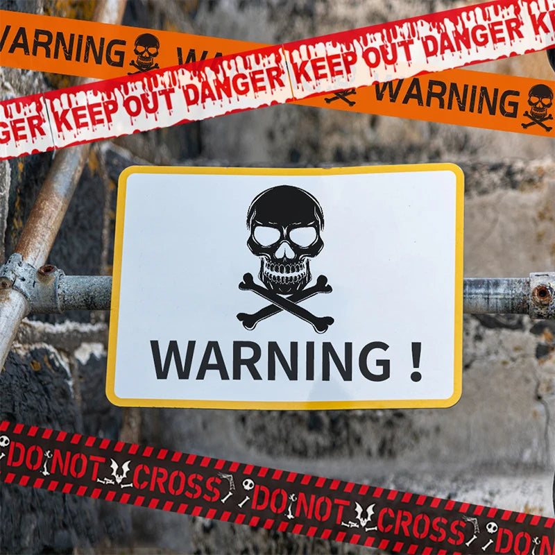Halloween Skull Warning Tape Prop
