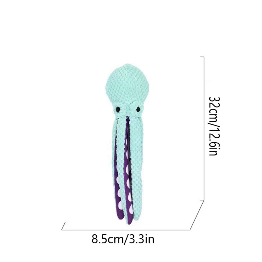 Plush Octopus Dog Toy – Interactive Squeaky Chew