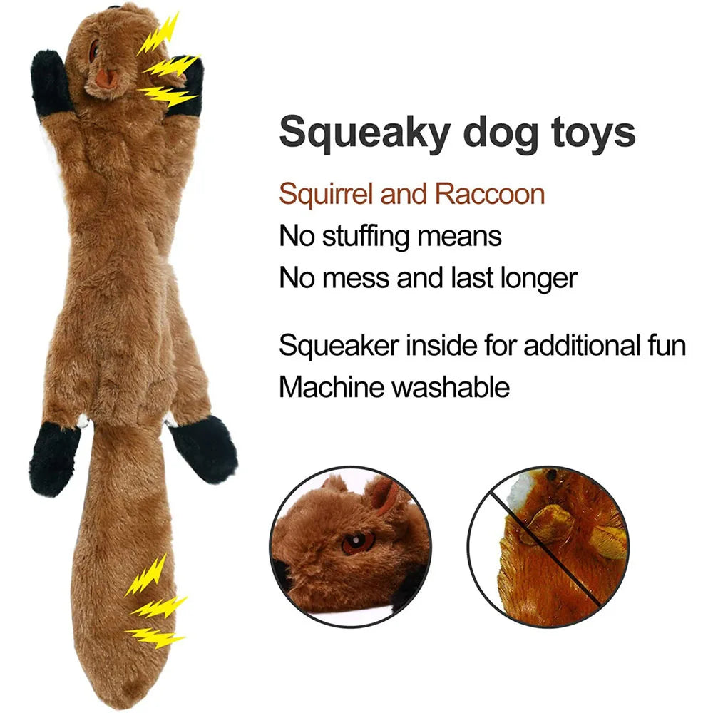 Stuffing-Free Squeaky Dog Toy – Durable Plush Crinkle Chew