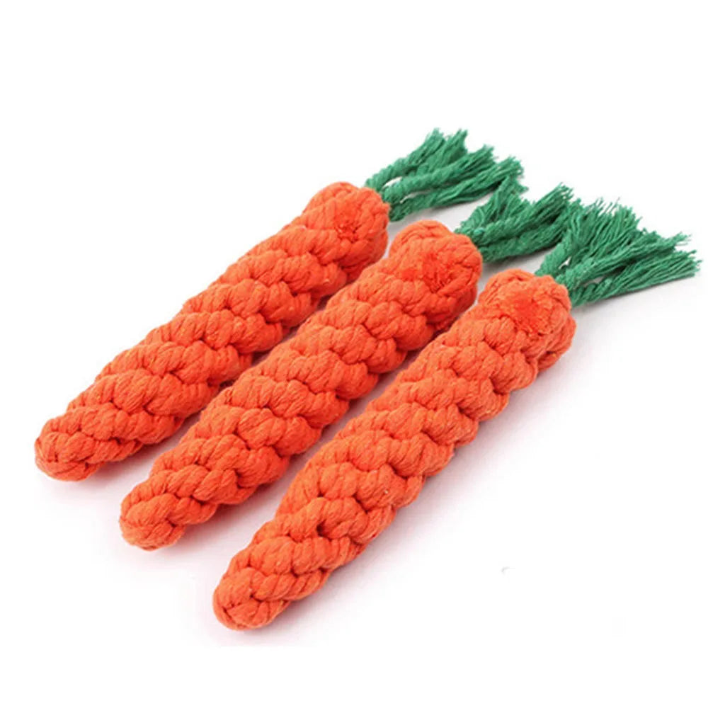 "Carrot Rope Dog Chew Toy – Durable Cotton Puppy Bite Toy