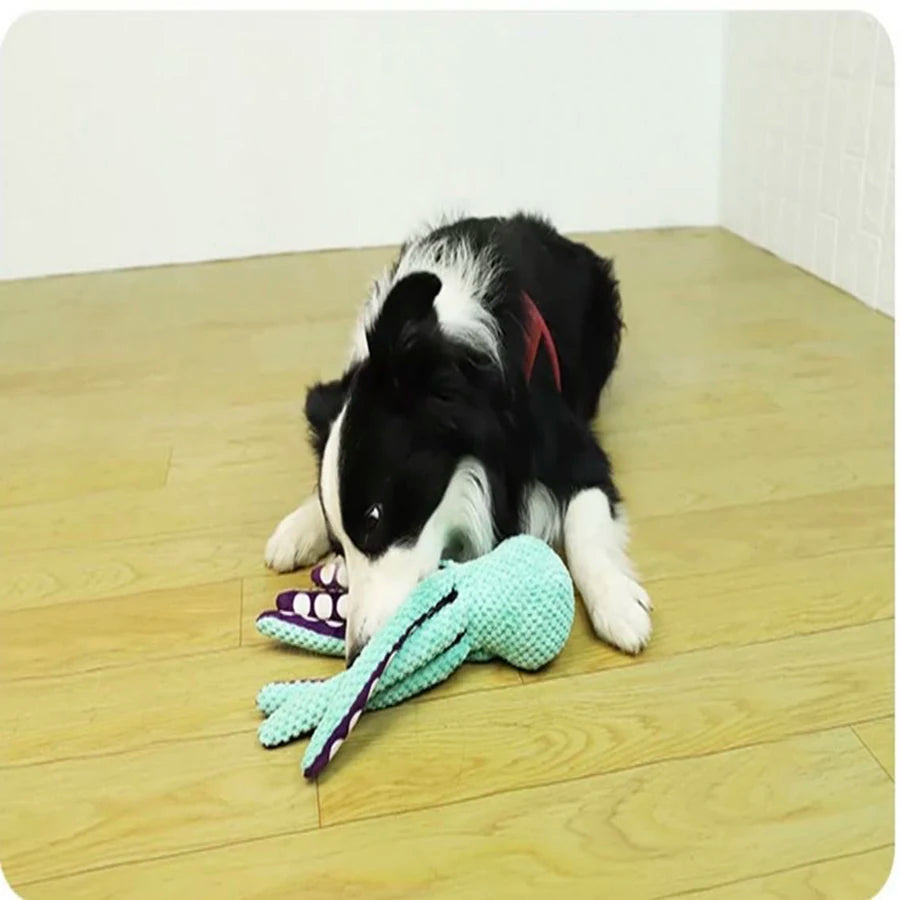 Plush Octopus Dog Toy – Interactive Squeaky Chew