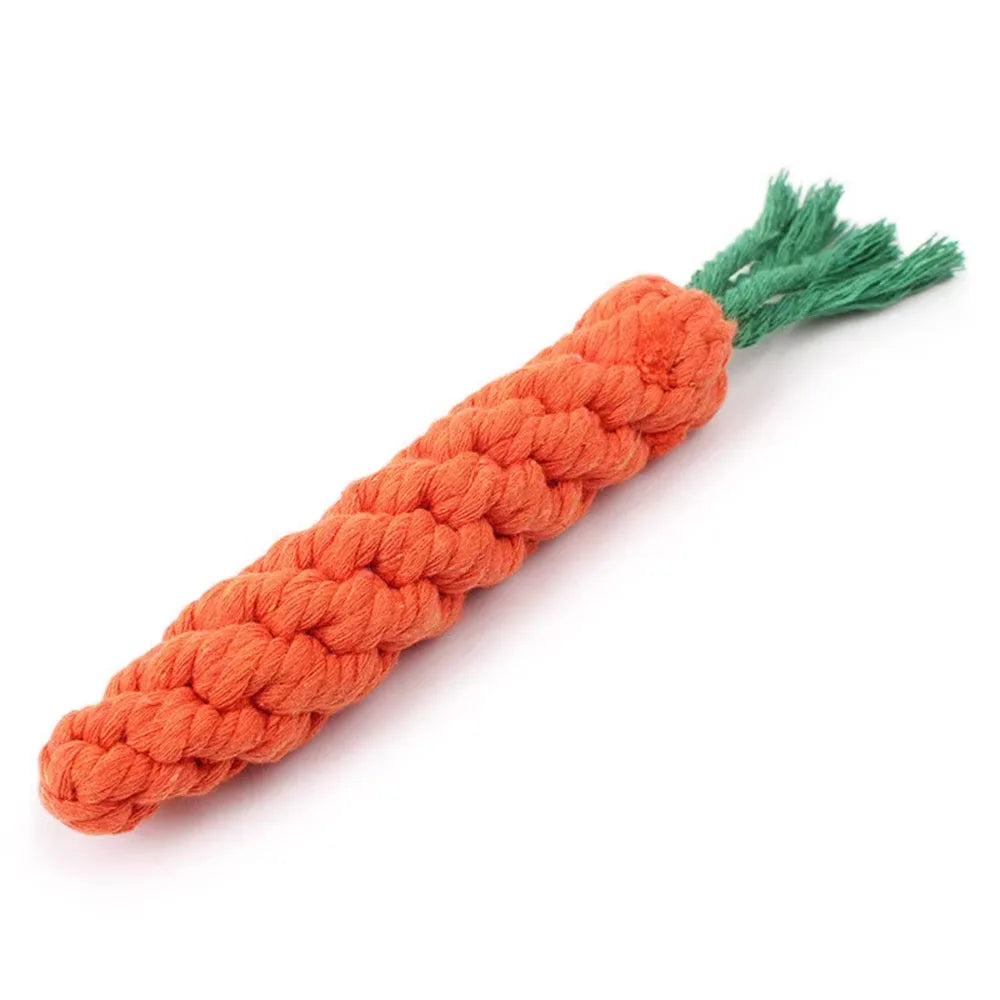 "Carrot Rope Dog Chew Toy – Durable Cotton Puppy Bite Toy