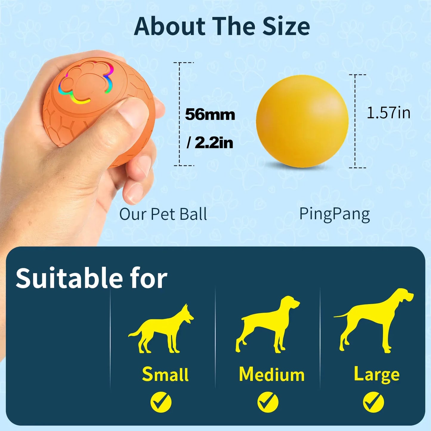 Smart Interactive Pet Toy Ball – USB Rechargeable with Lights