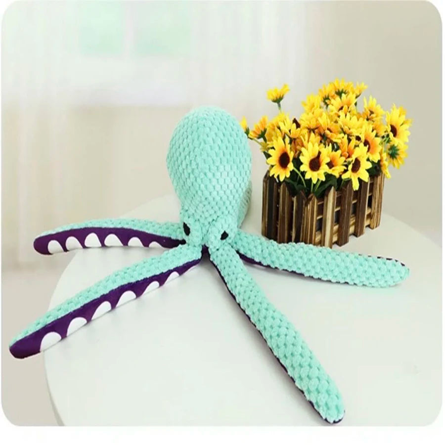 Plush Octopus Dog Toy – Interactive Squeaky Chew