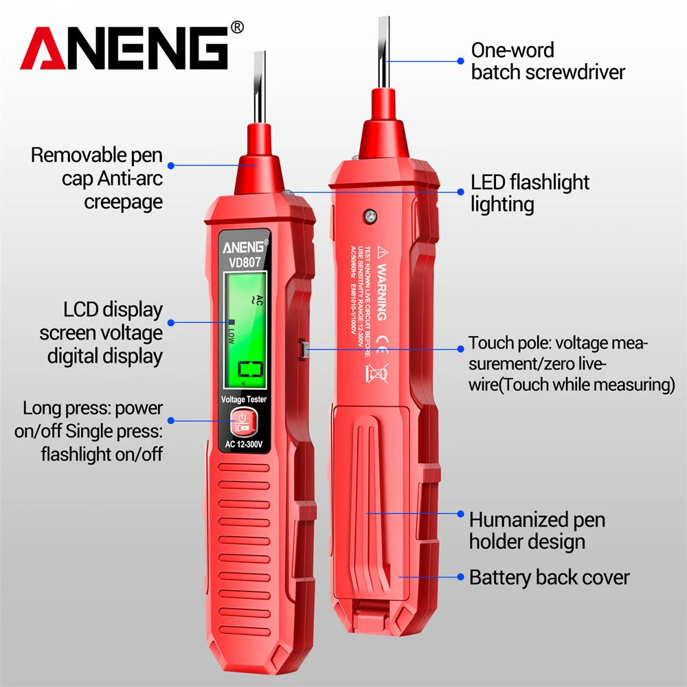 ANENG VD807 Non-Contact Voltage Test Pen (12–300V)