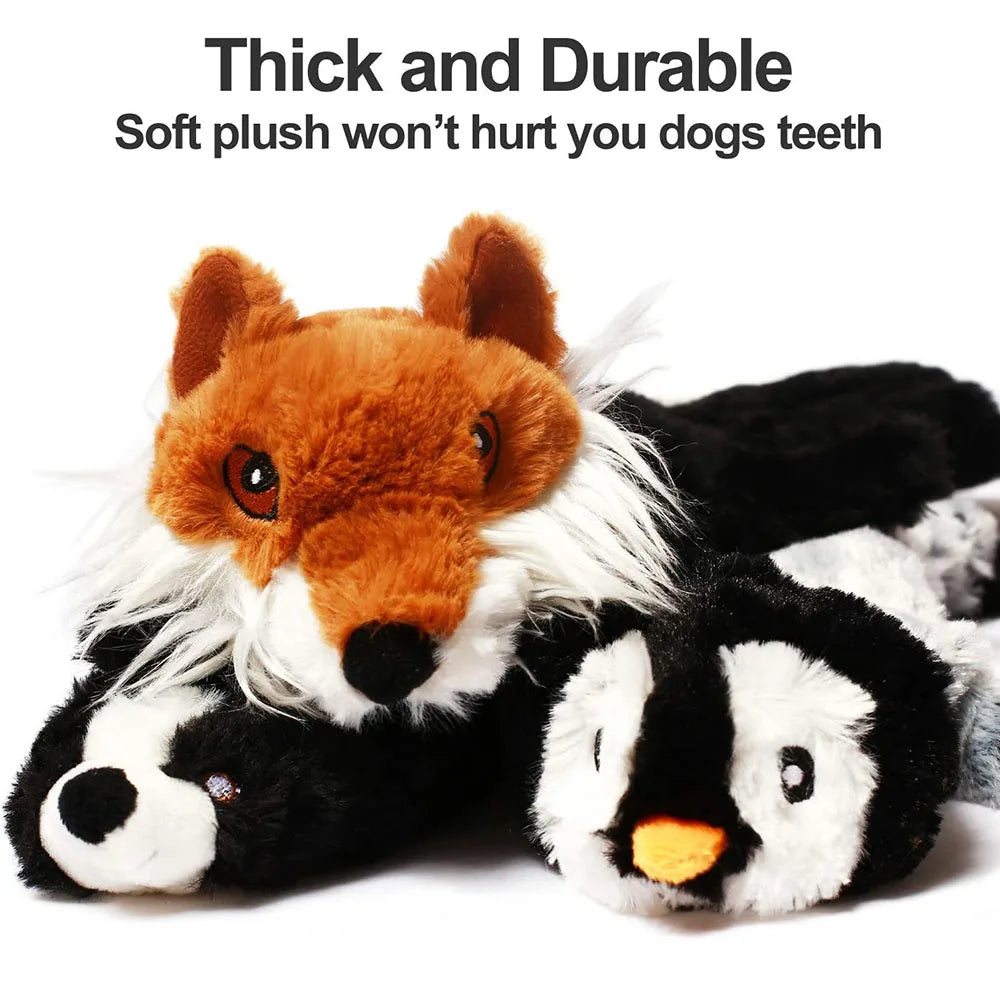 Stuffing-Free Squeaky Dog Toy – Durable Plush Crinkle Chew