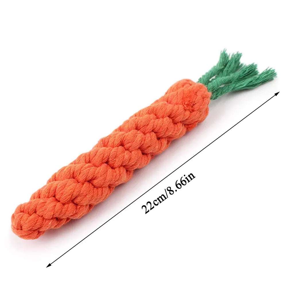 "Carrot Rope Dog Chew Toy – Durable Cotton Puppy Bite Toy