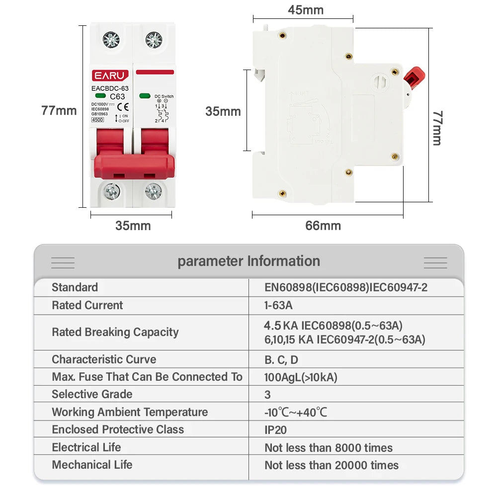 DC 1000V Mini Breaker for Solar Systems