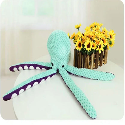 Plush Octopus Dog Toy – Interactive Squeaky Chew
