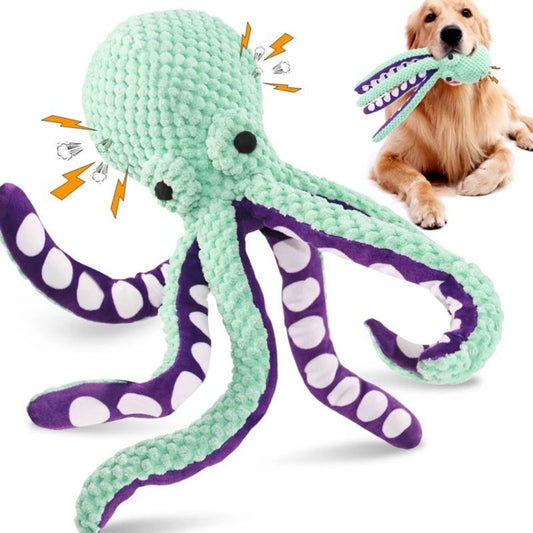 Plush Octopus Dog Toy – Interactive Squeaky Chew